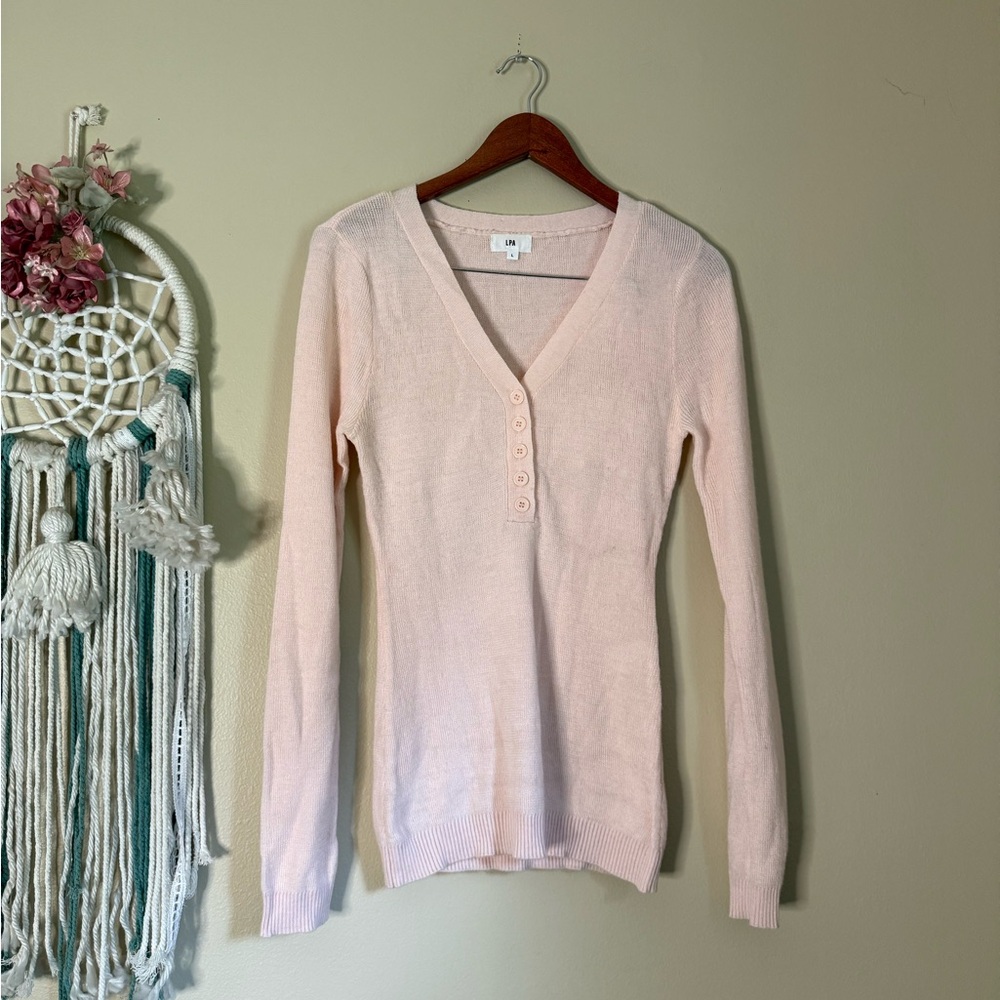 Revolve LPA Rhodes Sweater Top Pink Size Large - Picture 3 of 7
